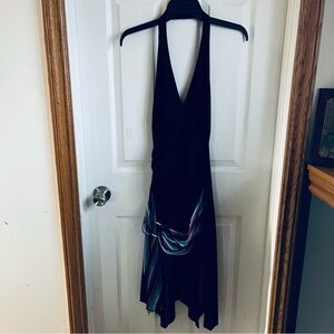 VENUS Black Asymmetrical Dress with Multicolor Detail